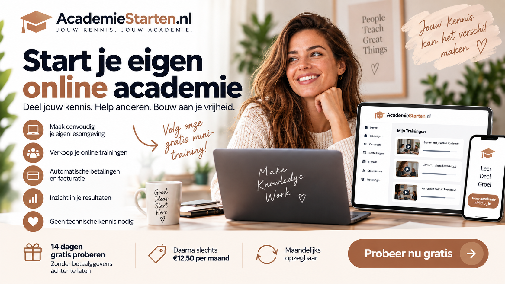 Gratis leren hoe je een eigen online academie start?