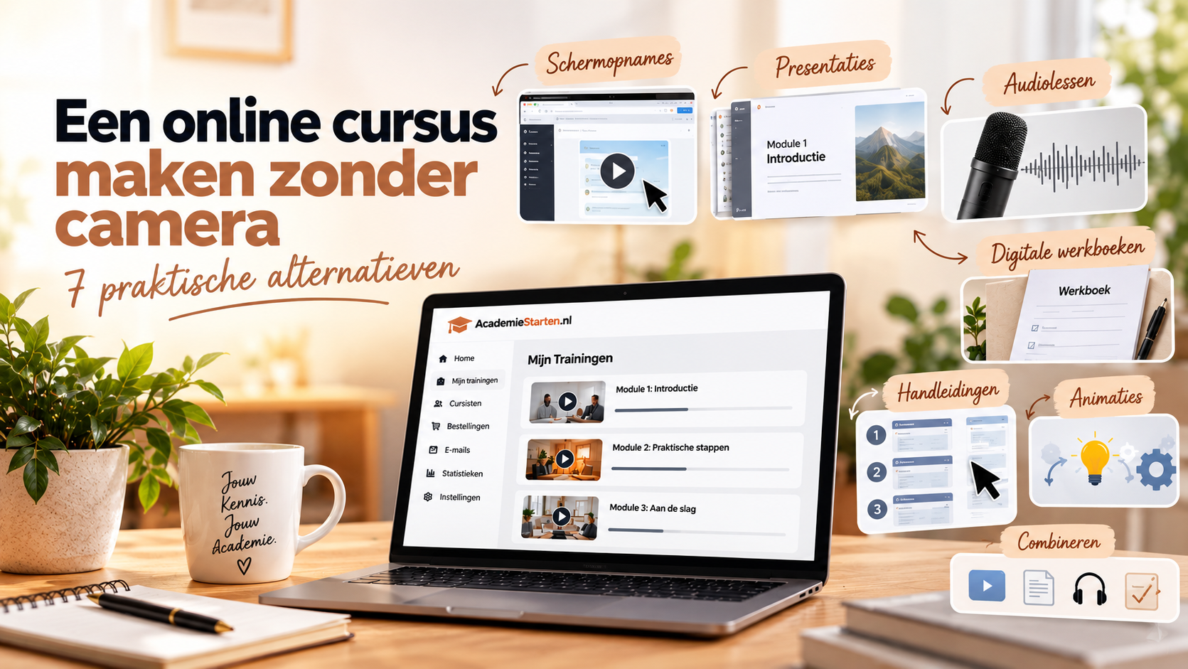 Een online cursus maken zonder camera: 7 praktische alternatieven